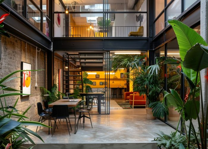 Modern Open-Concept Interior with Natural Elements